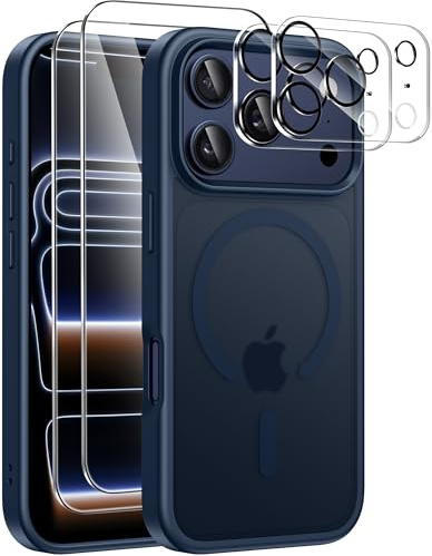 ivencase Magnetisch Hülle für iPhone 17 Pro Max, Dunkelblau | für Mag Safe mit Kameraschutz und Schutzfolie Hard PC Militärnorm Schutz Transluzente Handyhülle