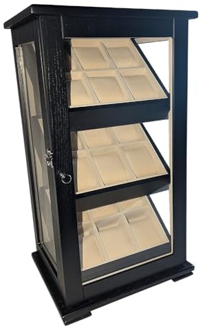 Vitrine en bois véritable avec vitre en verre