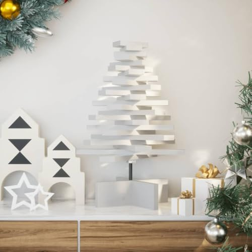 Solivagant Árbol de Navidad de Adorno Madera Maciza Pino Blanco 60 cm,Blanco,4.2kg