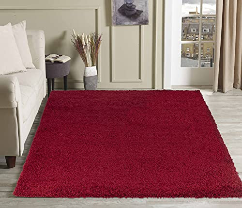 Serdim Rugs Living Room Shaggy Area Rugs, Polypropylene, RED, 80x150cm(2'6x5'0)