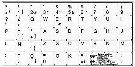 ‘4Keyboard’ Etiquetas Adhesiva Teclado Espanol Blanco Cualidad Superior