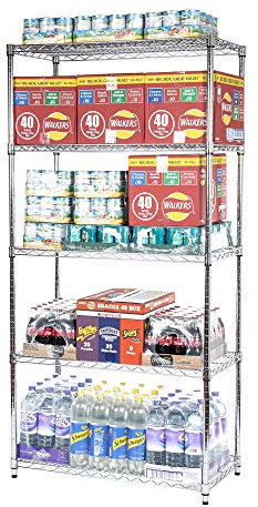 Racking Solutions HEAVY DUTY - Chrome Wire 5 Tier Shelving unit - Commercial Quality – Amazing 500KGs Storage capacity 1838mm H x 907mm W x 457mm D
