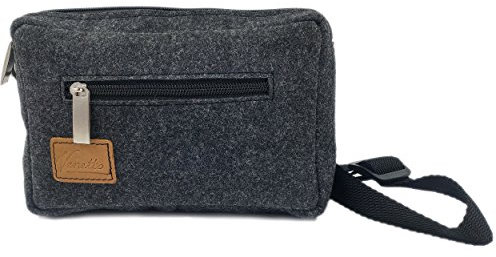 Venetto Hunde Gürteltasche Bauchtasche Hüfttasche Futtertasche Hülle Tasche für Gassi gehen, Hundetraining, Leckerlie Beutel, Hundefutter Hundetasche, Leckerlitasche Filz (Schwarz meliert)