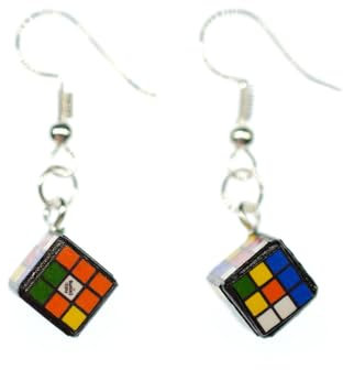 Miniblings Zauberwürfel Ohrringe Spiel 3D Puzzle Würfel Spielzeug 80er Retro 3x3 - Handmade Modeschmuck I Ohrhänger Ohrschmuck versilbert
