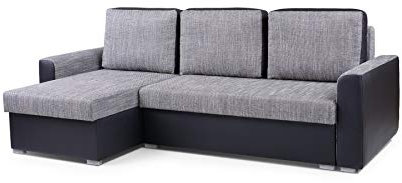 MOEBLO Ecksofa mit Schlaffunktion Eckcouch mit Bettkasten Sofa Couch L-Form Polsterecke Silva (Grau, Ecksofa Links)