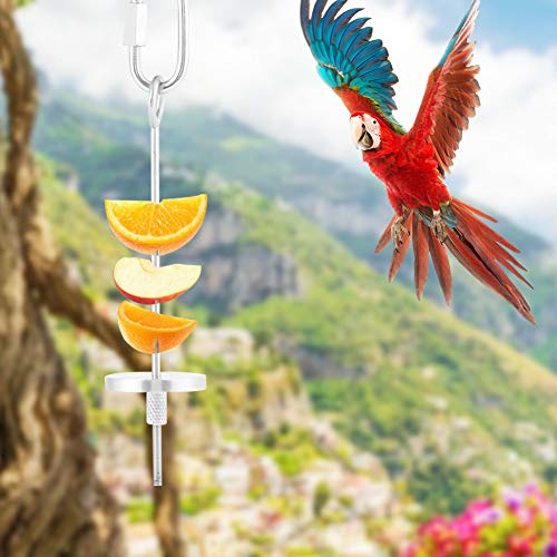 Stainless Steel Parrot Fruit Vegetable Food Stick Holder - Small Animal Bird Foraging Toy for Parrots, Chinchillas, and Small Pets