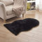 WIONE Spitzenqualität Lammfellimitat Teppich, Lammfellimitat Teppich Longhair Fell Optik Nachahmung Wolle Bettvorleger Sofa Matte Schwarz 60 * 110cm