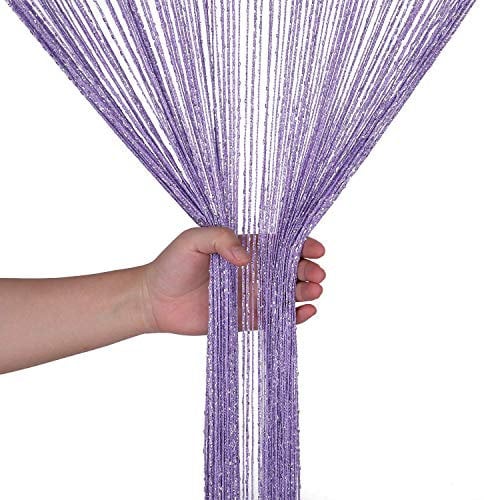 WedDecor Schnur Vorhänge Glitzer Fransen Panel Fliegengitter Zimmer Organizer Quaste Vorhang für Türen, Türöffnung, Windows, Wohnkultur, Ereignis Dekoration, (90cm x 200cm) - Helllila, 90 x 200cm