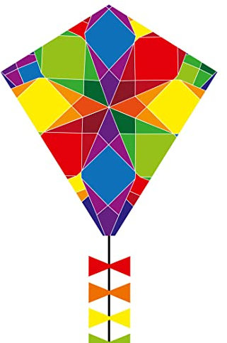 HQ Design Ecoline Eddy 50cm Kinderdrachen Flugdrachen Einleiner ab 5 Jahre, 50x45cm+2.5m Drachenschwanz inkl. 10kp Polyesterschnur 25m auf Griff, 2-5 Bft (Galaxy)