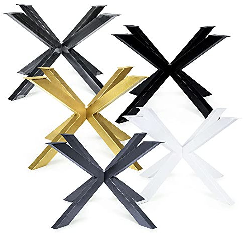 Magnetic Mobel Tischgestell Atal Tischbeine Kreuzgestell Tischkufen Stahl Metall Esstisch Schreibtisch Konferenztisch (Gold, 120x120 cm)