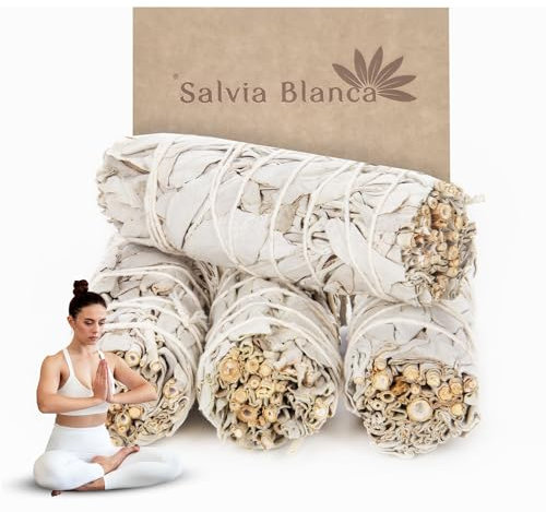 COPALOSANTO® | 4 Atados de Salvia Blanca para Quemar de 10cm Hechos a Mano | Sahumerio Natural | Protección Ancestral y Espiritual | Limpieza Energética