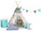 Rainbow Kids Tipi Zelt für Kinder | Baumwollsegeltuch Tippi Kinderzelt, Mehrere Muster und Farben mit und ohne Spielzubehör für Outdoor- und Indoor-Kinderspaß (Apache, mit Zubehör)