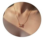 VIROMY Gold Schmetterling Anhänger Halskette für Frauen 18K vergoldet minimalistisch Zirkonia Schmetterling Anhänger Niedliche Kristall Schmetterling Halsketten für Frauen Mädchen, Zirkonia, Zirkonia