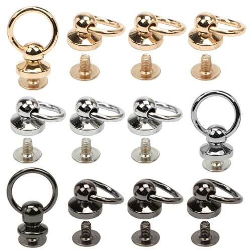 Lowats Ledernietenset 90 Stücke Leder Nieten Nieten für Leder Schnuller Form Runde Knopf Bolzen Niete Nieten Set Schraubnieten Leder Handwerks Zusatz für Geldbörse Lederwaren Handyhüllen 3 Farben