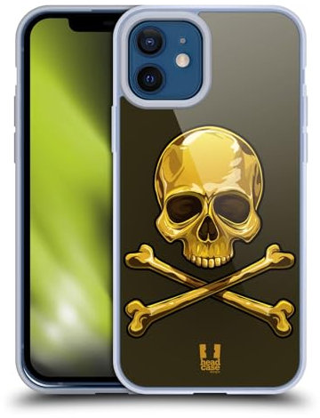 Head Case Designs Oro Calaveras Y Tibias Cruzadas Carcasa de Gel de Silicona Compatible con Apple iPhone 12 / iPhone 12 Pro