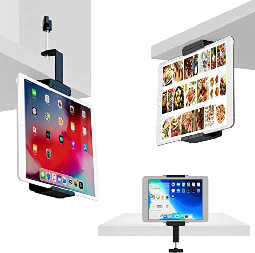Universal Küchenschrank Halterung, TFY Handyhalter & Tablet Halterung mit Klemme für Schreibtischablage kompatibel mit iPad Pro Air Mini, iPhone, Galaxy Tabs, mehr 7-10.5 Tablets und 5-6.5 Handys