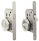 BricoShopping® Set de poignées pour porte intérieure en bois à compartiment coulissant kit avec serrure encastrée crochet clé et cliquet aveugle rond embout acier (rond C/serrure, blanc)