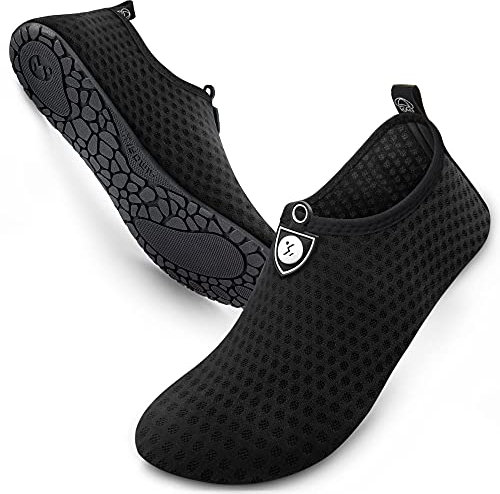 SIMARI Wasserschuhe Damen und Herren, schnelltrocknend, Barfuß, für Outdoor, Strand, Schwimmen, Sport, Yoga, Schnorcheln 501 Circular Black, EU 36/37, SWS001