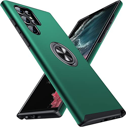AOUIA für Samsung Galaxy S22 Ultra Hülle, Militärstandard Stoßfest Kratzfestigkeit Rotating Ständer Hülle Kompatibel mit Samsung S22 Ultra 5G, Grün