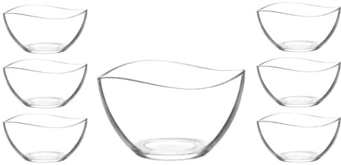 Spring & Autumn Salatschüssel Set Snackschalen Set Glasschale Dessertschale -Schüssel -Glasschalen -Knabberschale-Schale für Eis Dessert Dip-1x Salatschüssel + 6 xDessertschalen (7 Set)