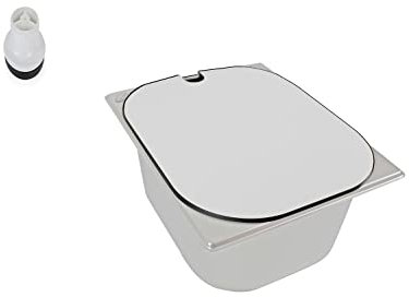 Edelstahl Spülbecken Camping Spüle Waschbecken Imbisswagen Marktstand + Ablauf 1 1/2 325x265x150 mm + Abdeckung Weiß (ad-ideen)