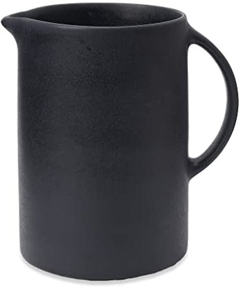 URBANARA Krug Malhou – 17.5x11.5 cm, Schwarz, 100% Stein, Steingut – Wasserkrug Karaffe Teekanne Kanne Vase Hitzebeständig Spülmaschinenfest Handarbeit Saftkrug Milchkanne Keramik