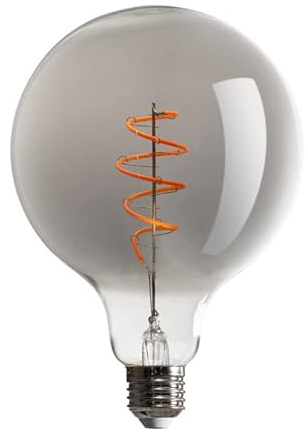 NCC-Licht LED Lampe G95 Globe E27 5W 130lm Extra Warmweiß 1800K dimmbar | Spiral Filamentlampe aus Glas in Rauchglas-Optik, stufenlos dimmbar, gemütliches Licht ideal für Wohnbereiche und Deko