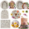 Sijiangmold Verzauberte Vintage-Feengarten-Zwerg für Zuhause, Tür, Silikon, Blumen, Blätter, Fondant, Form für Kuchendekoration, Schokolade, Süßigkeiten, Cupcake-Topper, Polymer-Ton, 4 Stück