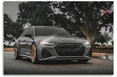 JUNNA Sportwagen-Poster für Audi RS6 Hyper Car Racing Car Dekorative Malerei Leinwand Wand und Kunst Bild Familie Schlafzimmer Dekor 40 x 60 cm