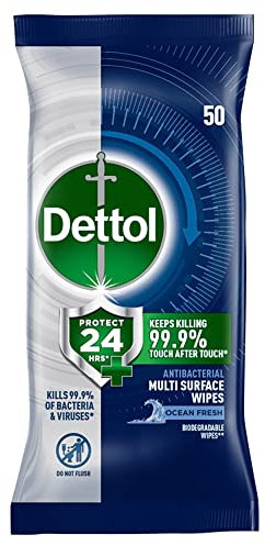 Dettol Protect 24 Hour Antibacterial Wipes Ocean Fresh 50s