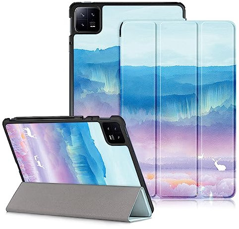 DINGGUAGUA Funda para Xiaomi Mi Pad 6/Mi Pad 6 Pro 11 Pulgadas 2023 Tablet Estuche con Función de Soporte y Auto Estela/Sueño,Ciervo m