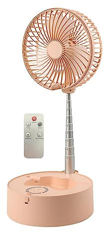 LOVIVER Floor Pedestal Fan Foldable Standing Fan Adjustable USB Rechargeable with Control Folding Desk Fan Mini Floor Fan for Office Camping, Pink