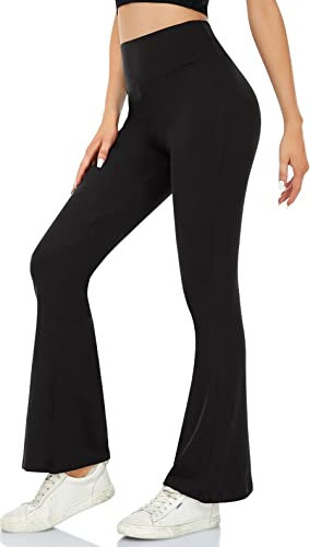ACTINPUT Yogahose Damen Schlaghose Blickdicht Flared Leggings Bootleg Sporthose Bootcut Jogginghose Fitnesshose Jazzpants(Schwarz,M)