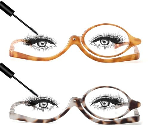JM 2 Paar Make-up Lesebrille Vergrößern Flip Down Kosmetikleser für Frauen +2.5