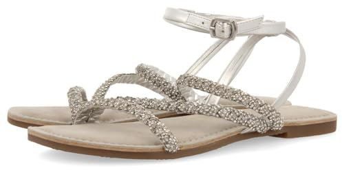 GIOSEPPO Sandalias Plateadas DE Piel con PEDRERÍA para Mujer SORLINGAS
