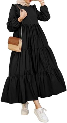 Greatfool Abaya Muslim Damen - gebetskleidung für Frauen - muslimische Kleider Damen - Hijab Kleid Abaya Jilbab - gebetskleid - islamische Kleidung Frauen - S