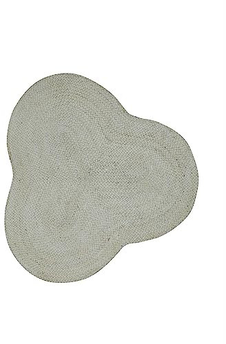 carpetfine Juteteppich Alia Sonderform Creme 150x150 cm handgewebt aus Jute | Moderner Naturteppich Uni im Boho - Style Teppich Oval für Wohnzimmer, Schlafzimmer und Küche