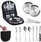 shallyong Vaisselle Camping, 10 Pcs Couverts Pique Nique, Vaisselle Camping Car Portable en Acier Inoxydable, Set Couverts de Camping 2 Personnes Convient pour Les Voyages, Camping, Randonnée