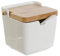 PLUS HOME Azucarero Cocina, Ceramica con Tapa Madera Diseño Modernos. (Blanco-1)