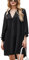 CUPSHE Women's Blouse Dress V Neck Long Sleeve Loose Shirt Dress Button Front Casual Dresses Bikini Cover Up Beach Dress Black L