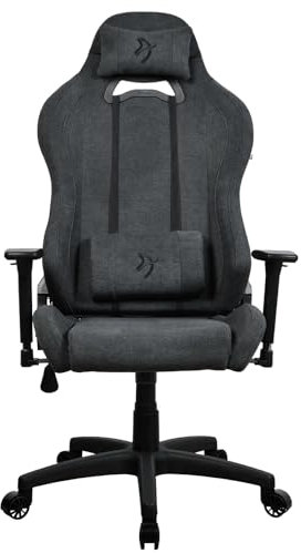 Arozzi Torretta, Sedia da gioco in morbido tessuto, traspirante, idrorepellente, ergonomica, con altezza regolabile, braccioli 3D e 2 cuscini di supporto (grigio scuro)