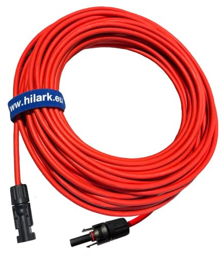 Rallonge Solaire Photovoltaïque MC4 pour Panneaux 1x6 mm2 (50 mètre, 1x6 mm2, Rouge)