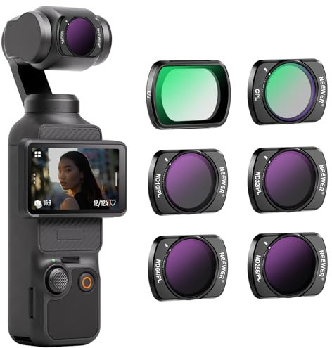 NEEWER Magnetisches ND/CPL Filter Set kompatibel mit DJI OSMO Pocket 3, 6 Pack UV CPL ND16/PL ND32/PL ND64/PL ND256/PL Neutraldichte Polfilter Objektiv Zubehör beschichtetes optisches HD Glas/Alrahmen