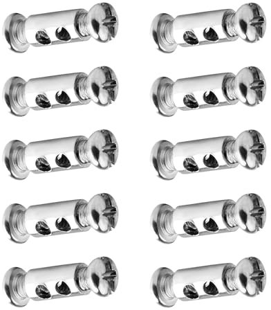 Clip per Fune Metalliche per Funi Metalliche e Cavi di Diametro 1-2 mm, 10 Pezzi Morsetto per Fune con Tappo a Vite Terminale, Morsetti Doppi per Cavo in Acciaio e Filo (10+argento)