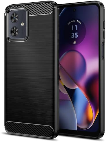 Qiinogow Funda para Motorola Moto G54 5G, Antigolpes Carcasa con Suave de TPU, Capa ultrafina de fibra de carbono (Negro)