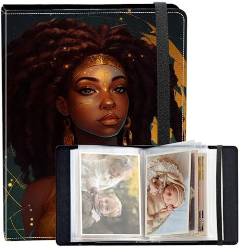 BREIDMKFM Álbum de fotos de 5 x 7 pulgadas, 120 fotos de pequeña capacidad, cubierta de piel sintética, mini álbum de fotos de niña negra de 5 x 7 pulgadas con banda elástica, álbumes de fotos de