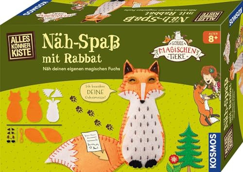 Kosmos 604677 Die Schule der magischen Tiere Nähspaß mit Rabbat, AllesKönnerKiste Nährset für Kinder,Bastelset ab 8 Jahren Nähen für Kinder mit Fuchs Rabatt aus den Schule der magischen Tiere Büchern