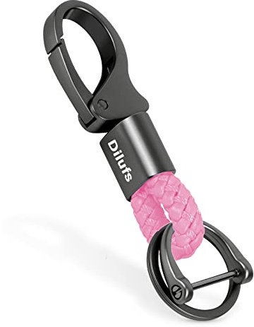 WardWolf D-Clip Karabiner Schlüsselanhänger aus Zinklegierung, Autoschlüsselanhänger mit Upgrade Anti-Verlust, Schlüsselbund mit 2 Ringen, Geschenk für Frau, Mann, Freunde,Rosa