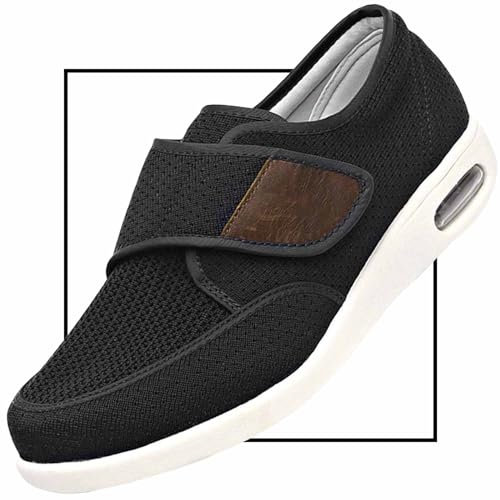 Möge Freizeitschuhe Herren Breite Mokassins Slipper Herren Slip On Fahren Schuhe Leicht Weich Loafers Handgefertigt Flache Business Schuhe Breite Füße Schuhe Herren(Black,43 EU)