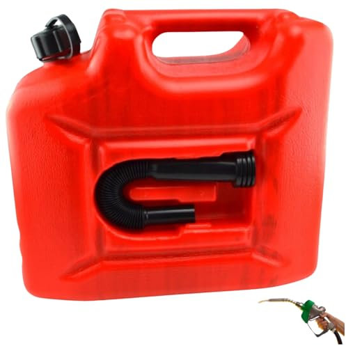 Anwicar Jerrican Essence 10L - Bidon essence avec Tuyau - Bidon de Réserve Robuste et étanche pour Essence et Diesel - Rouge